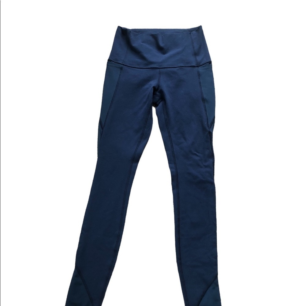 Lululemon Make A Move Navy Tights Side & Back Zip Pocket Size 6